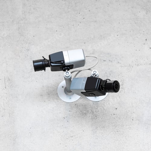 Preview: Two modern cctv security cameras on concrete wall
