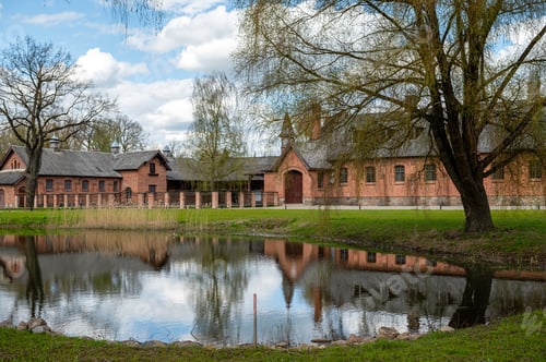 Preview: Zagare manor stables on a sunny spring day, Lithuania