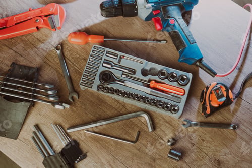 Preview: Close up of worker using tools organizer box in the workshop