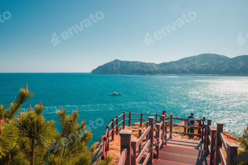 Preview: Mesmerizing view of Geoje island on the coast of the sea against a clear blue sky in Korea