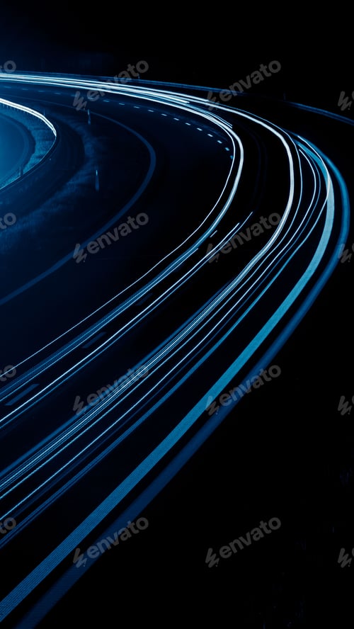 Preview: blue car lights at night. long exposure