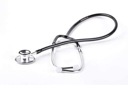Preview: Medical stethoscope over white background