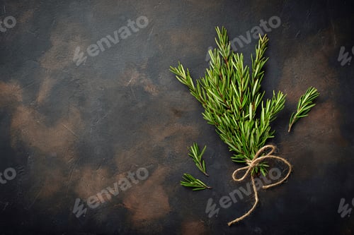 Preview: Bunch of fresh rosemary on dark background