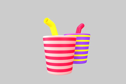 Preview: Celebration drink cups with straws