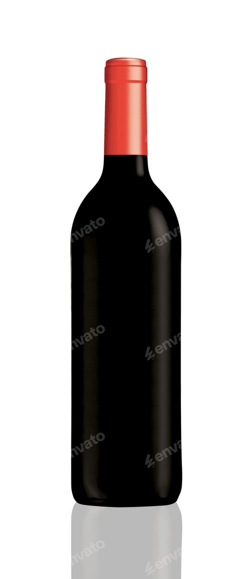 Preview: red wine and a bottle isolated