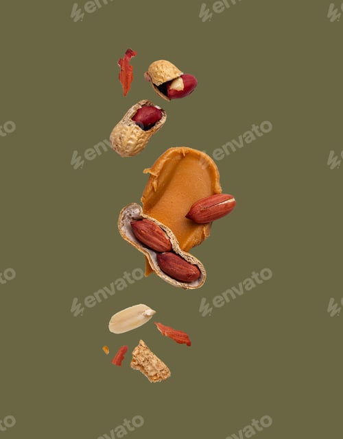 Preview: Peanuts with shell and peeled nut isolated