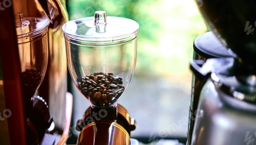 Preview: Close-up view of coffee grinder in a coffee shop