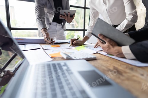 Preview: Meeting of colleagues, business partners brainstorm, discuss strategy analysis.