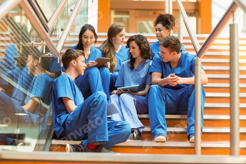 Preview: Medical Students Taking A Break On The Steps At The University