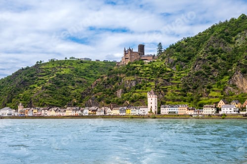 Preview: Sankt Goarshausen and Katz castle on Rhine River