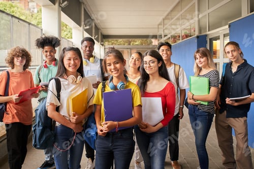 Preview: Portrait of a group of students looking at the camera.