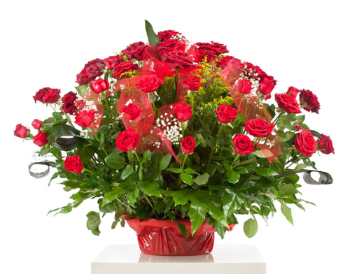 Preview: Basket with fifty red roses