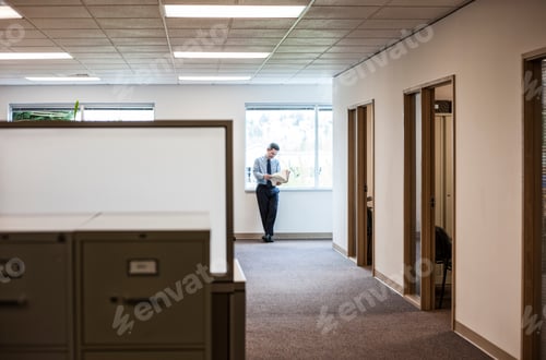 Preview: Caucasian man executive in office hallway