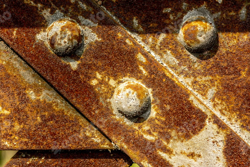 Vorschau: Metallnieten auf einer alten und verrosteten Metallbrücke