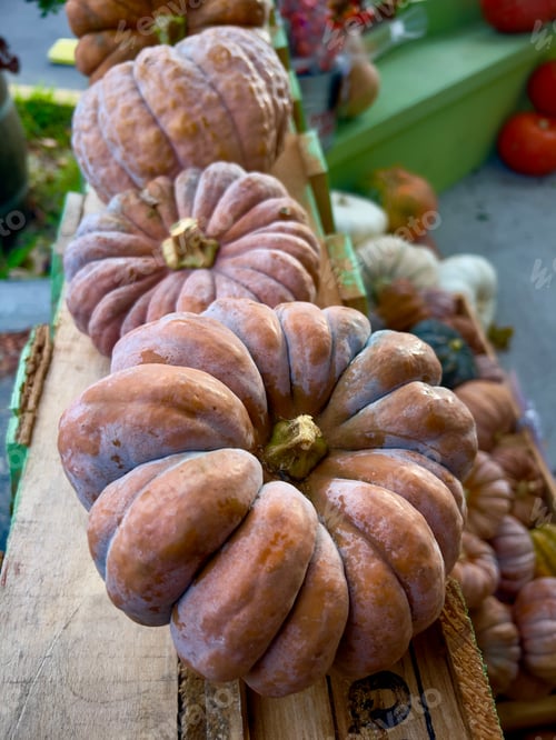 Preview: Row of muted orange pumpkins