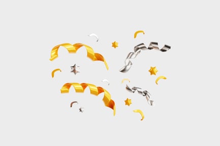 Vista previa: Confeti dorado curvo en 3D