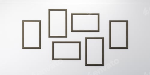 Preview: Empty wall with blank picture frames