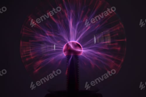 Preview: Closeup shot of a colorful plasma ball on a black background