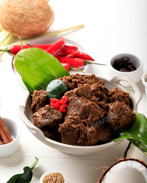 Preview: Rendang Padang. Spicy beef stew from Padang, Indonesia. The popular Indonesian traditional food
