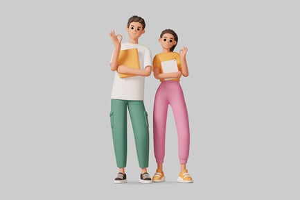 Preview: A couple holding items.