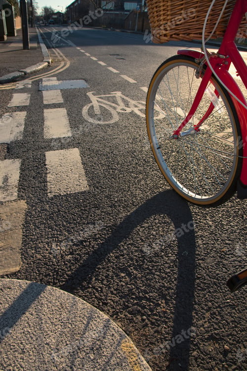 Preview: Road with cycle path and bicycle