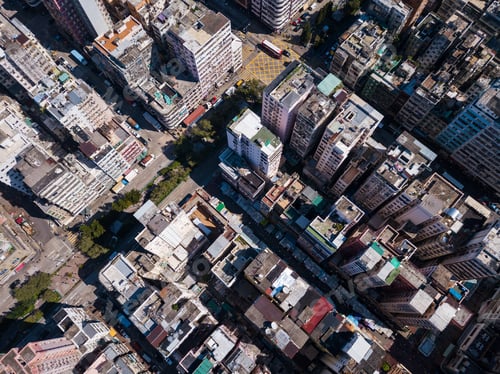 Preview: Kowloon city, Hong Kong 25 May 2018:- Top view of Hong Kong building block