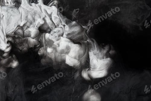 Preview: abstract grey splash of paint on black background