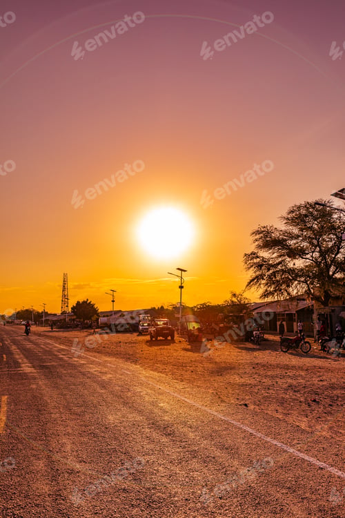 Preview: Kenya East Africa Landscapes Kalokol Lodwar Town Turkana Sunset Sunrise Highway Road Field Travels
