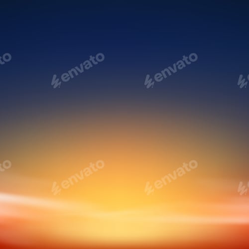 Preview: Sky blue with cloud,Horizon Sunset Sky in light blue,yellow color