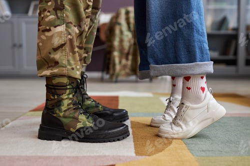 Preview: Closeup of military father coming back home