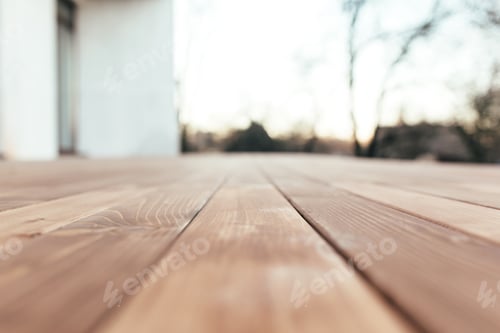 Preview: View from wooden brown terrace in the winter