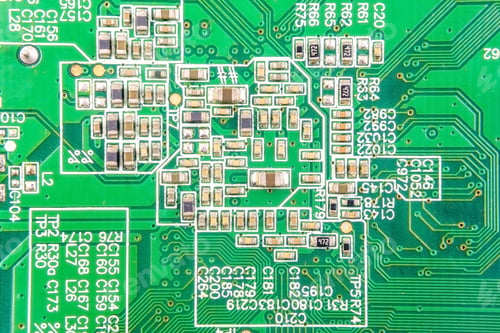 Preview: Microelectronics circuit board Close up of electronics circuit traces and resistors