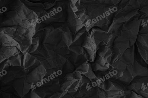 Preview: black crumpled paper texture background creased