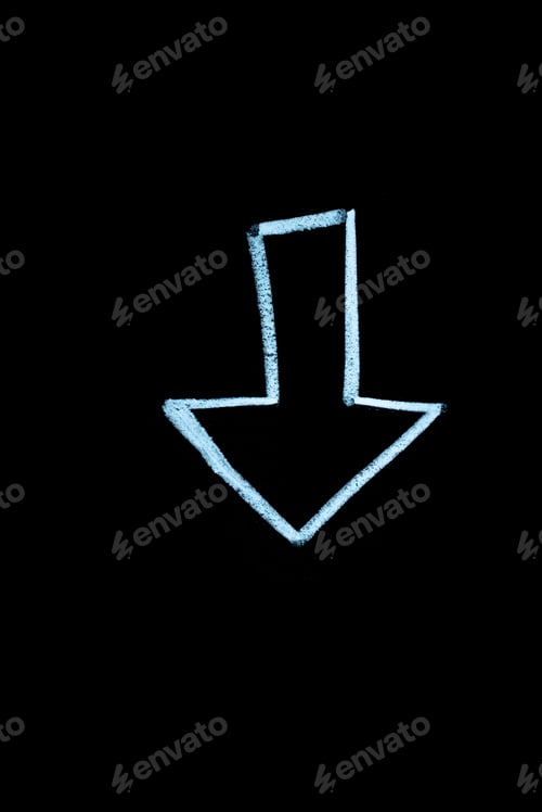 Preview: Direction arrows, hand drawn on a black board to the left right up or down.