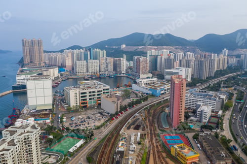 Preview: Chai Wan, Hong Kong 22 May 2019: Aerial view of Hong Kong city