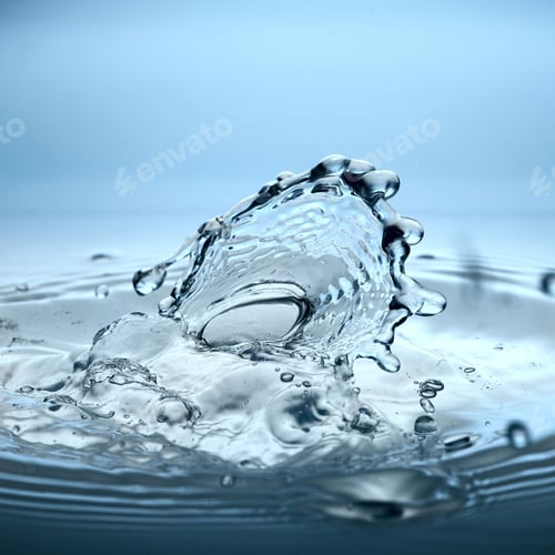 Preview: defokused splash water on a blue background