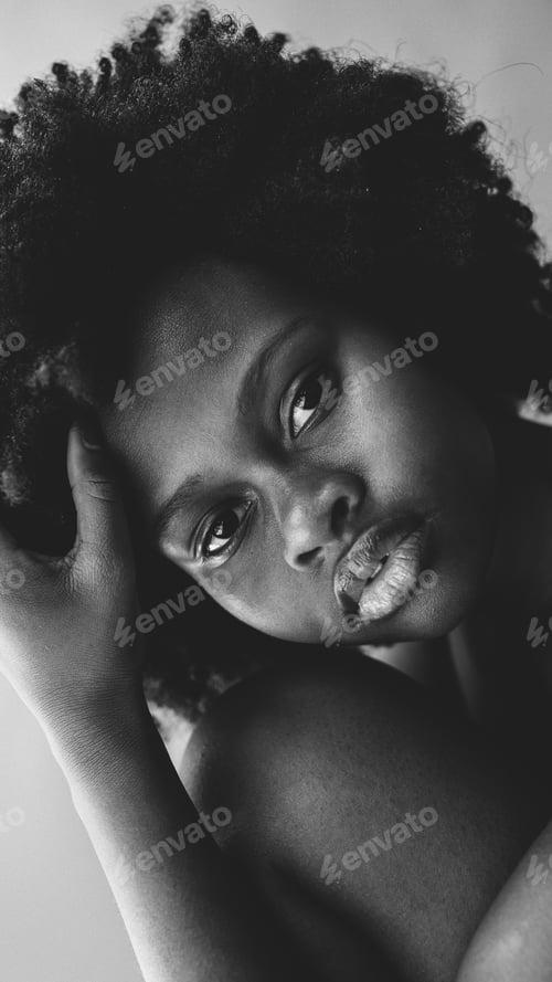 Preview: Beautiful black woman with afro hair social template