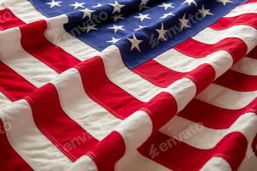 Preview: USA flag wave background closeup, American National Holiday