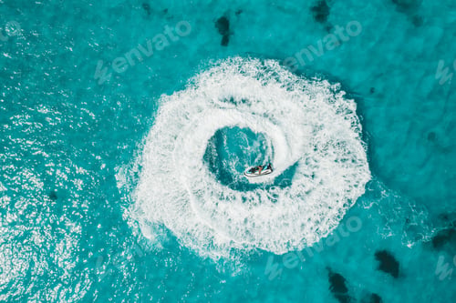 Preview: Aerial view of a person on a jet ski