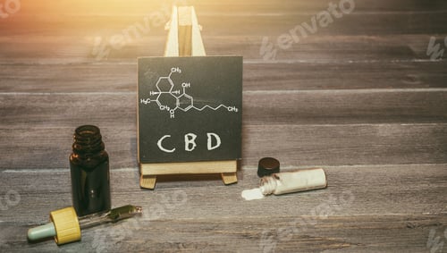 Preview: CBD oil crystals isolate and chemical structure