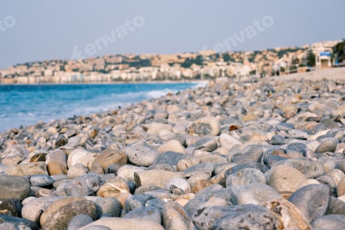 Preview: Beach with pebbles in the morning. Nice, France