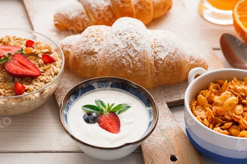 Preview: Traditional french breakfast menu closeup