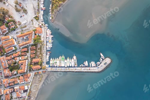 Preview: Akyaka is situated at the Gulf of Gokova. Beautiful beach and coast view. Aerial view of Akyaka.