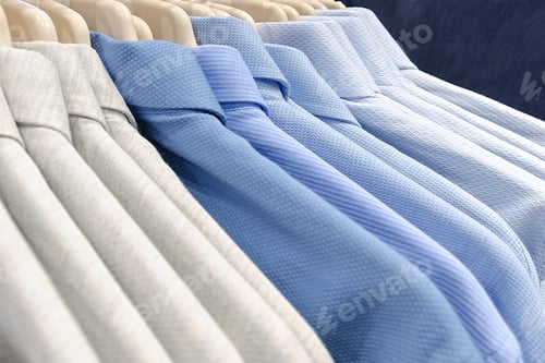 Preview: Classic men shirts on the clothes hanger in the store.