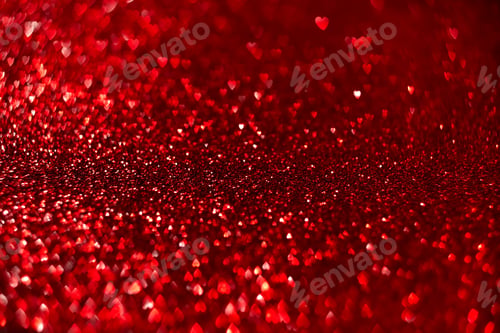 Preview: Red hearts bokeh background