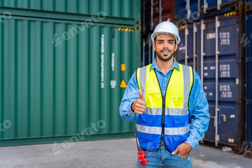 Preview: male engineers in a container shipping company Consulting