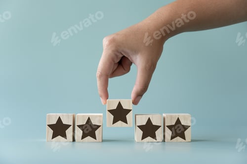 Preview: Customer review concept picking five stars for great service experience.