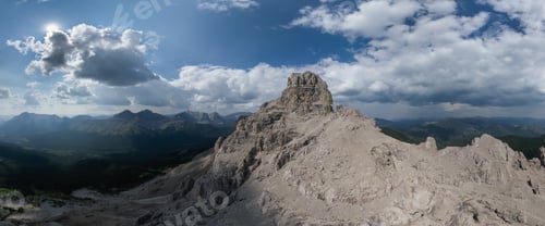 Preview: Majestic Rocky Mountains Landscape in Alberta, Canada Under Blue Sky With Dramatic Clouds