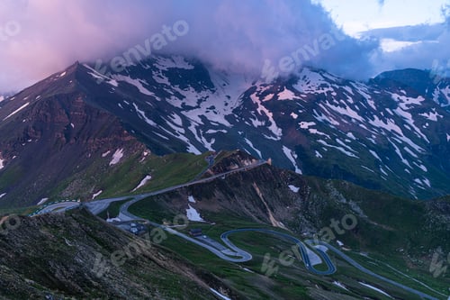 Preview: Grossglockner Austria Curvy Winding Panoramic Road in Alps Mountains.