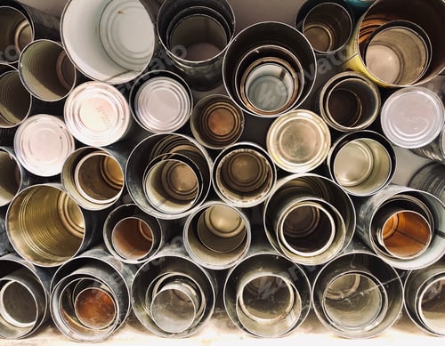 Preview: Metal cans empty stacked on top of each other